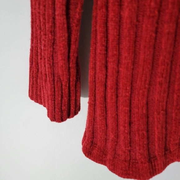 MOSCHINO Jeans Men's Red/Green Stripe Wool Blend Ribbed Knit Sweater Sz M V-neck - Picture 5 of 11